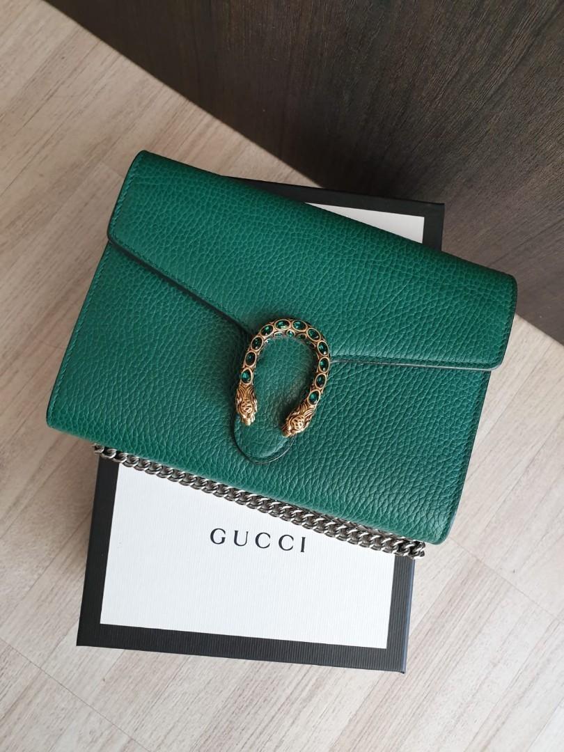 Dionysus leather mini on sale chain bag green