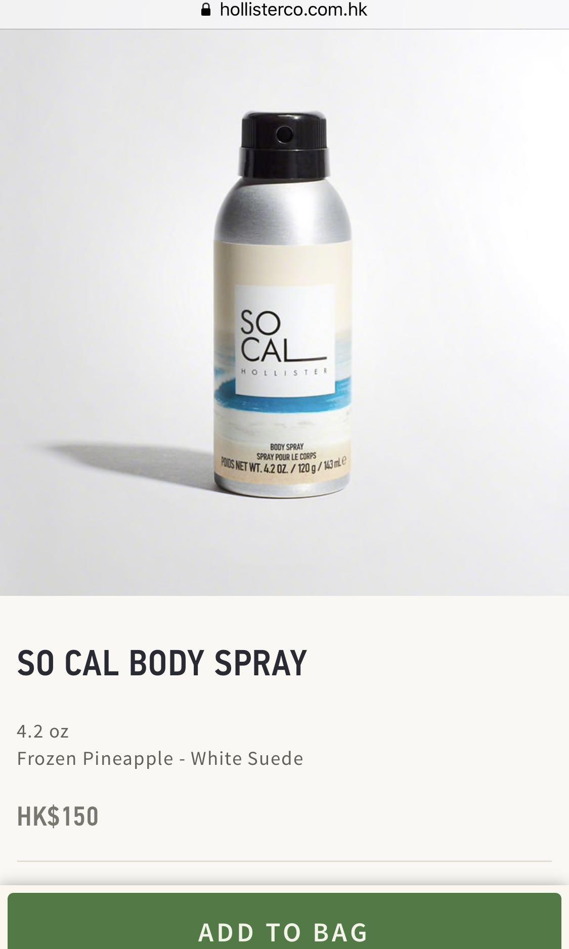 socal hollister body spray