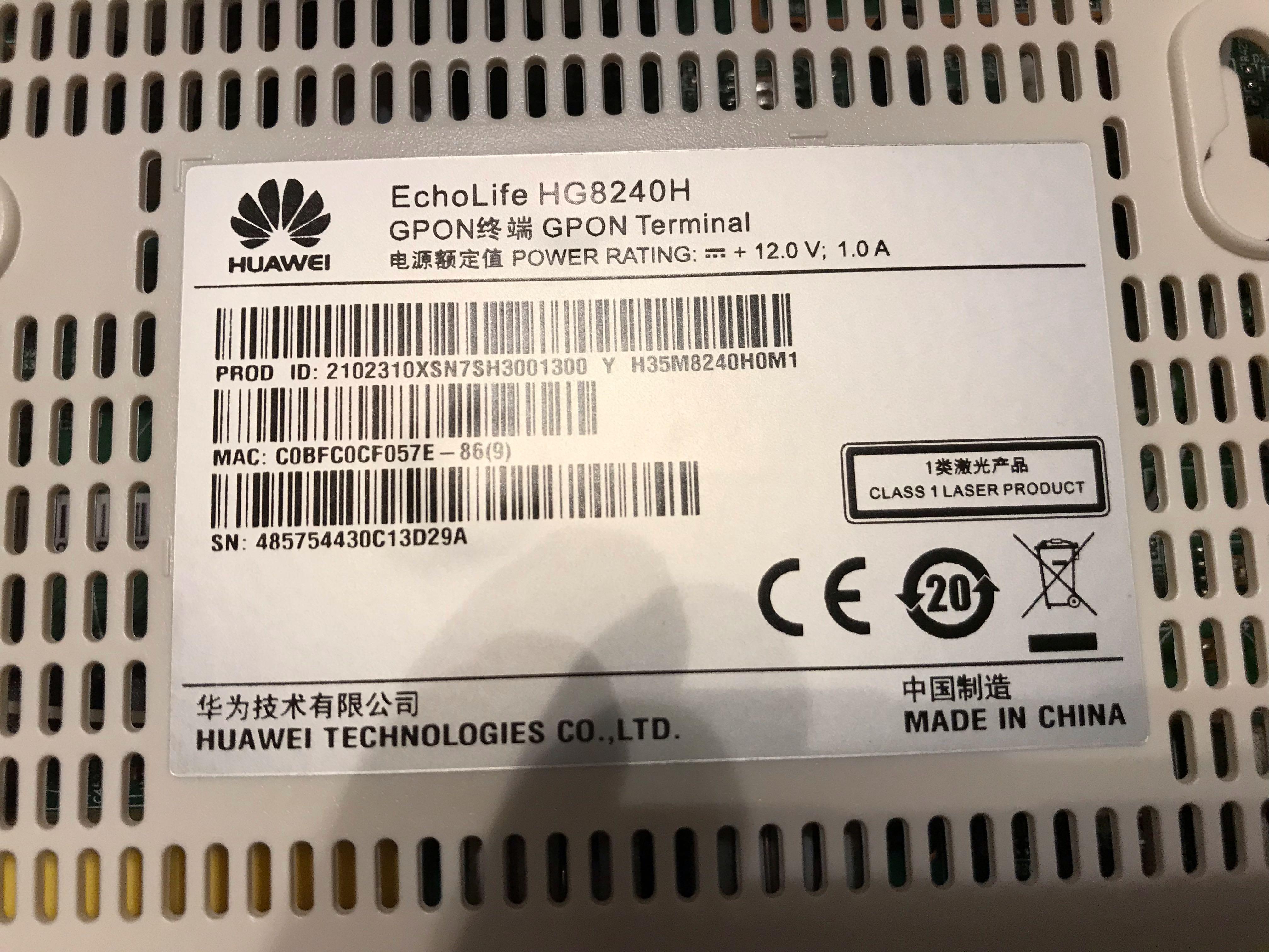 Huawei EchoLife HG8240H GPON Terminal, Computers & Tech, Parts ...