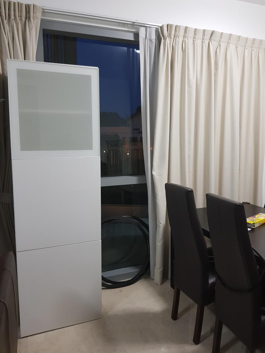 IKEA Tall shelving unit with glossy doors, Furniture & Home Living, Furniture, Shelves