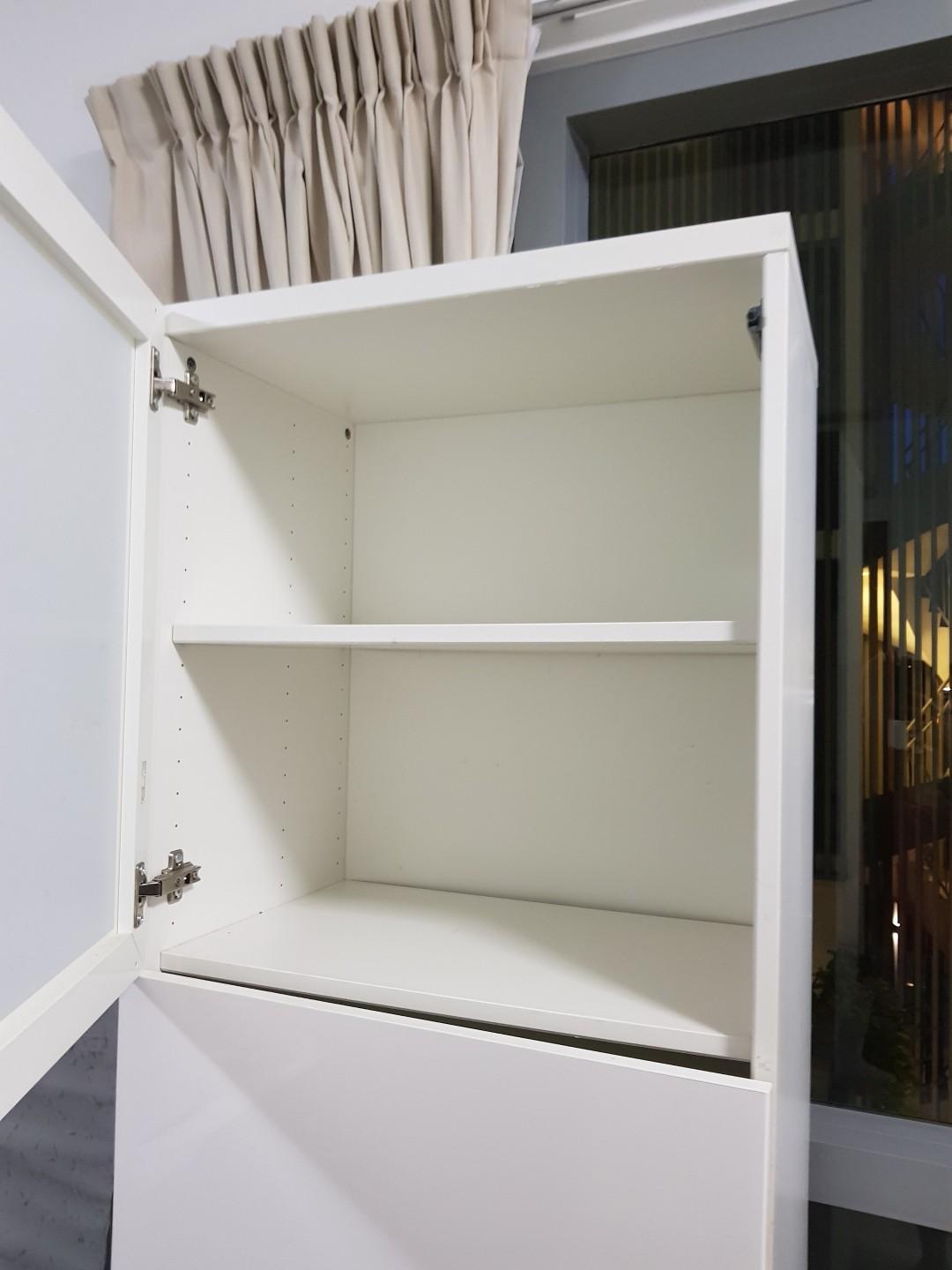 IKEA Tall shelving unit with glossy doors, Furniture & Home Living, Furniture, Shelves