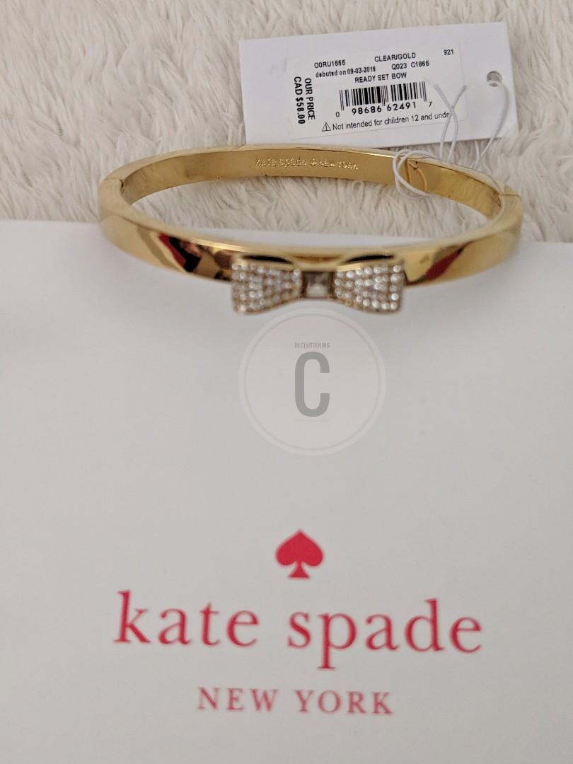 kate spade bangle ready set bow in gold (Category: Bracelets) located in Marikina City. Submitted by decluttering_c (Listing ID 216165278, Image 3). Description: Ready set bow in gold php 2000 🌸 with tag, pouch and box 🌸 authentic, bought from canada 🌸 new 🌸🌸🌸 also available in silver and rosegold 🏦 mode of payment 💳 pnb, bpi, bdo 💸 paypal 🏘 meet up * Marikina - sm marikina - roosevelt lamuan / 7eleven - south supermarket golden valley 