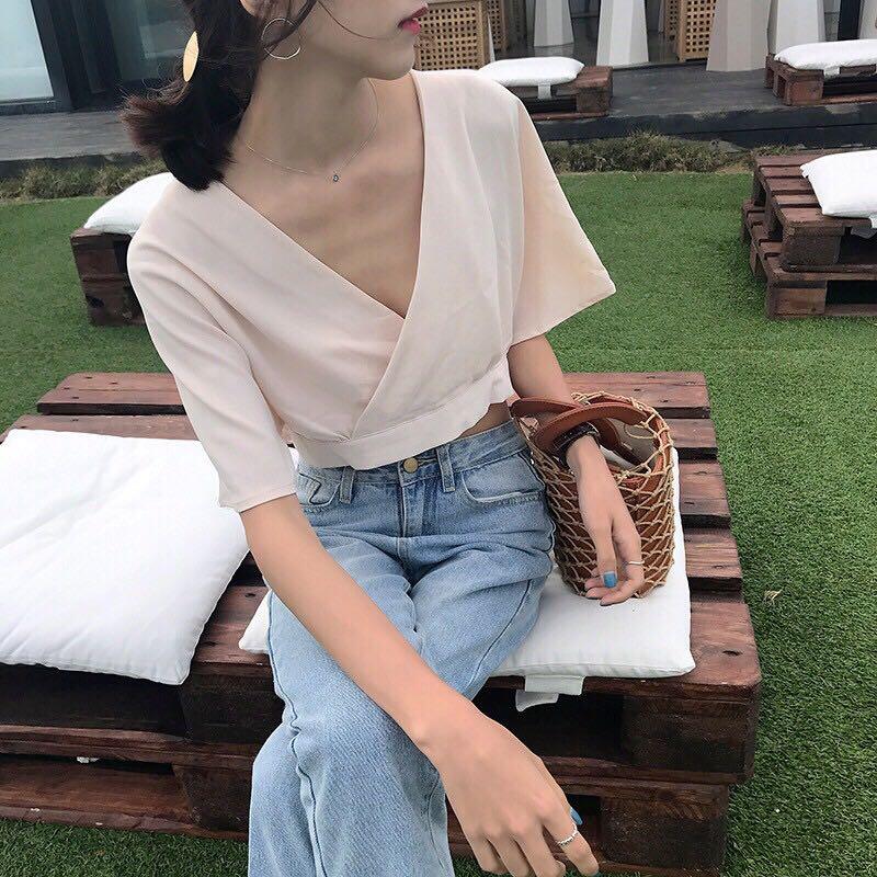 v neck wrap top