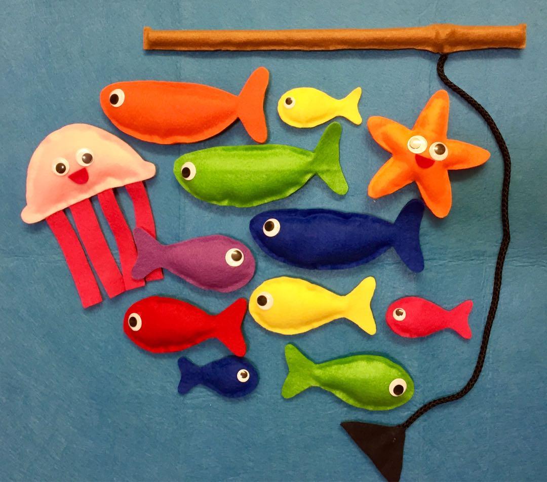 Magnetic fishing game with felt sea animals and fishing rod, Hobbies ...