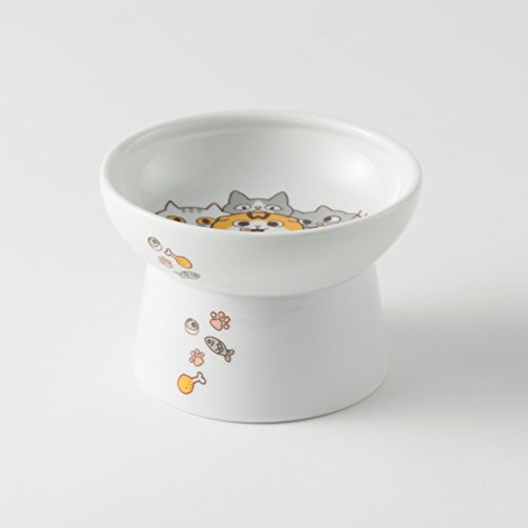 Necoichi Raised Cat Food Bowl Waffles The Cat Limited Edition Regular