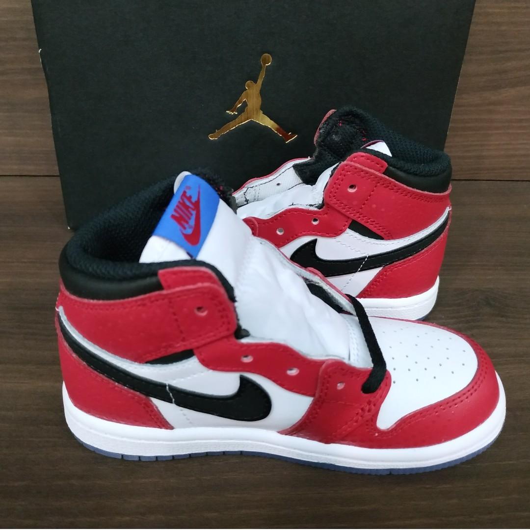 Nike Air Jordan 1 Retro High Spiderman Origin Story Toddler TD
