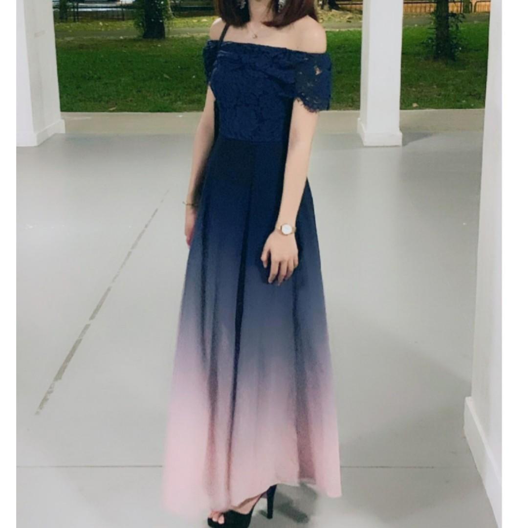 ombre maxi skirt outfit