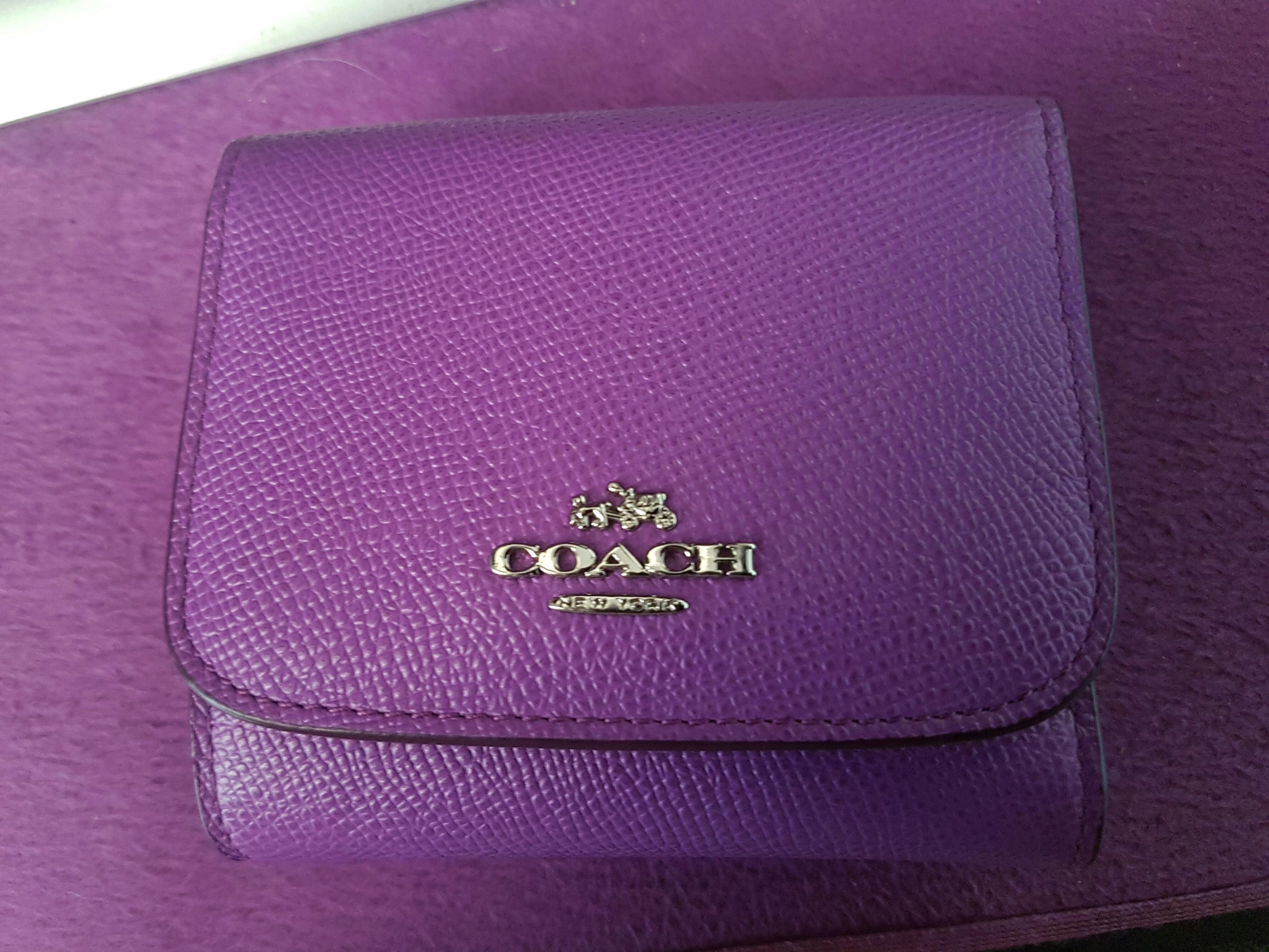 Original Coach tri fold violet/purple/lilac wallet, Women's Fashion, Bags &  Wallets, Wallets & Card holders on Carousell