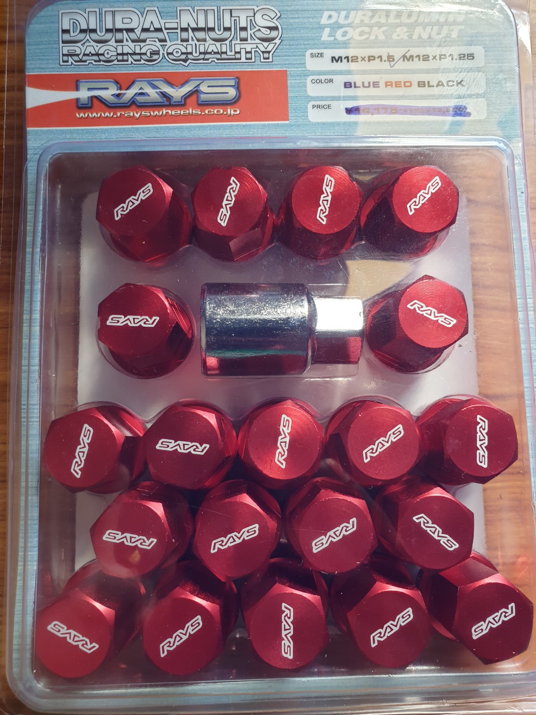 RAYS Aluminum Wheel Lock Nuts Racing Lug Nuts 35MM 12x1.5 Red, Car