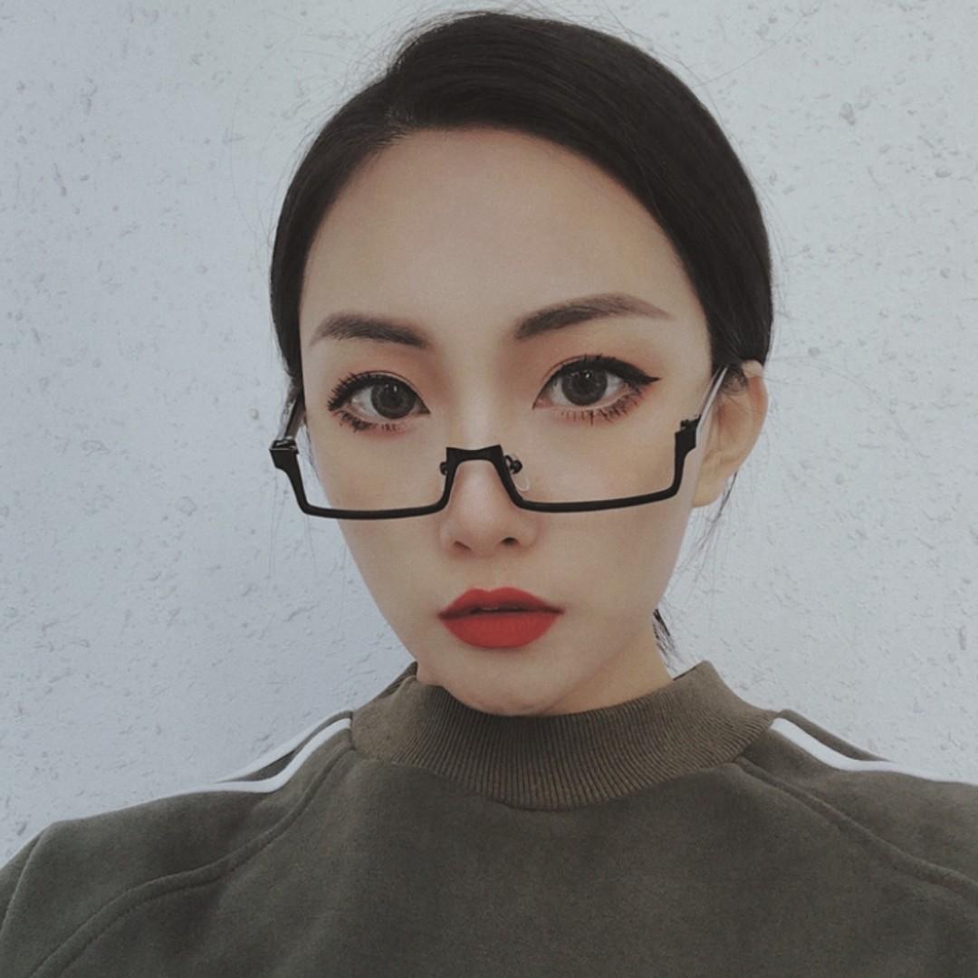 Half frame lensless glasses sales