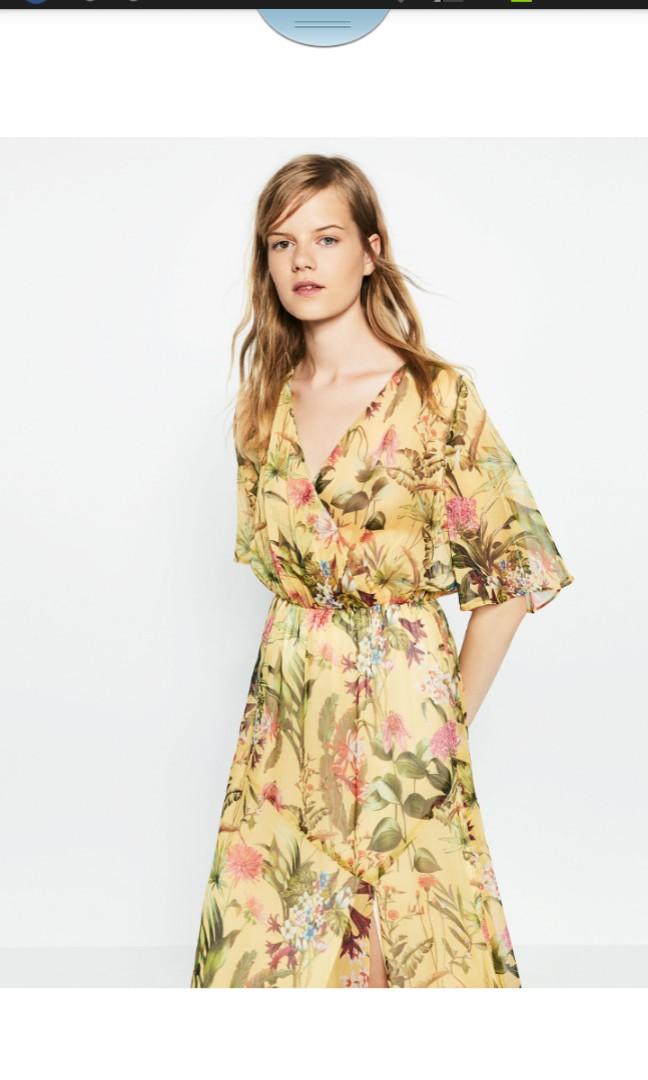 Zara Floral Midi Dress, Women's Fashion 