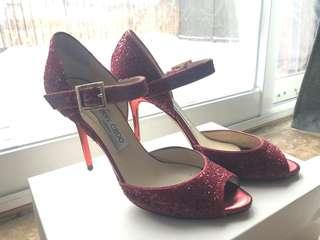 Jimmy Choo “Lace” in Glitter Red size 7.5