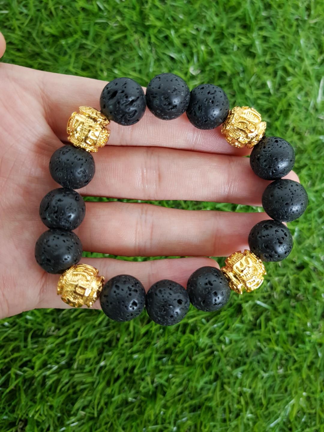 Real lava top stone bracelet