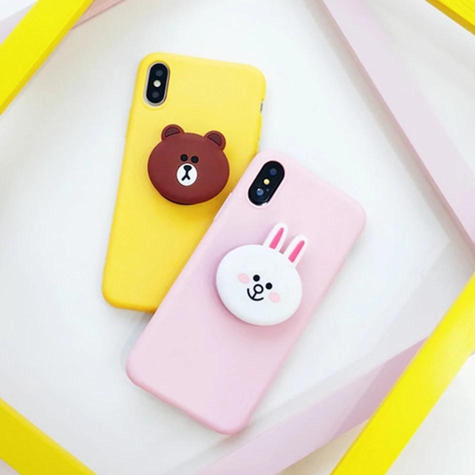 Yellow phone case with popsocket