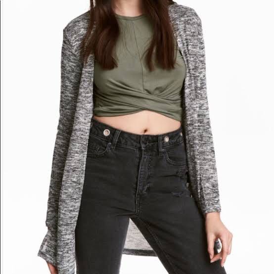 charcoal gray cardigan