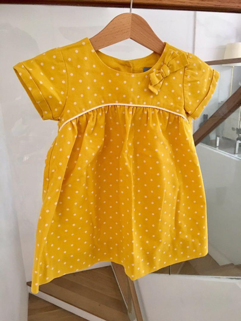 Baby Gap Yellow Polka Dot Dress, Babies & Kids, Babies & Kids 