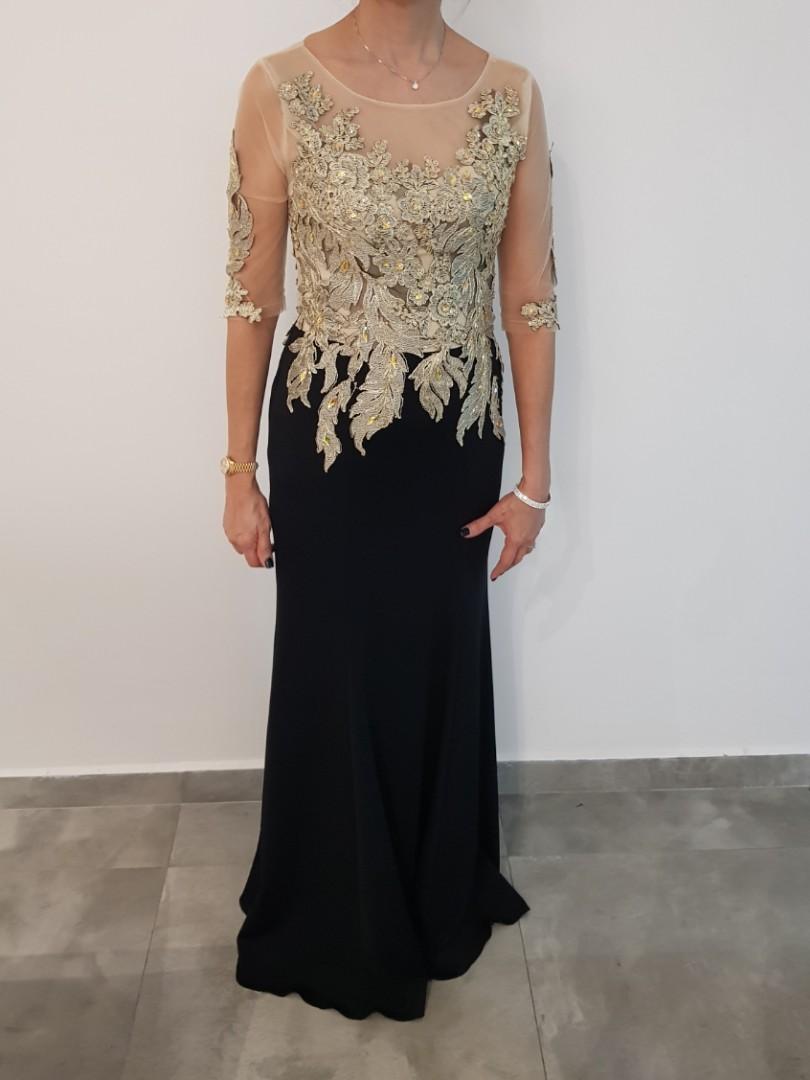 Gold and black hot sale formal dress