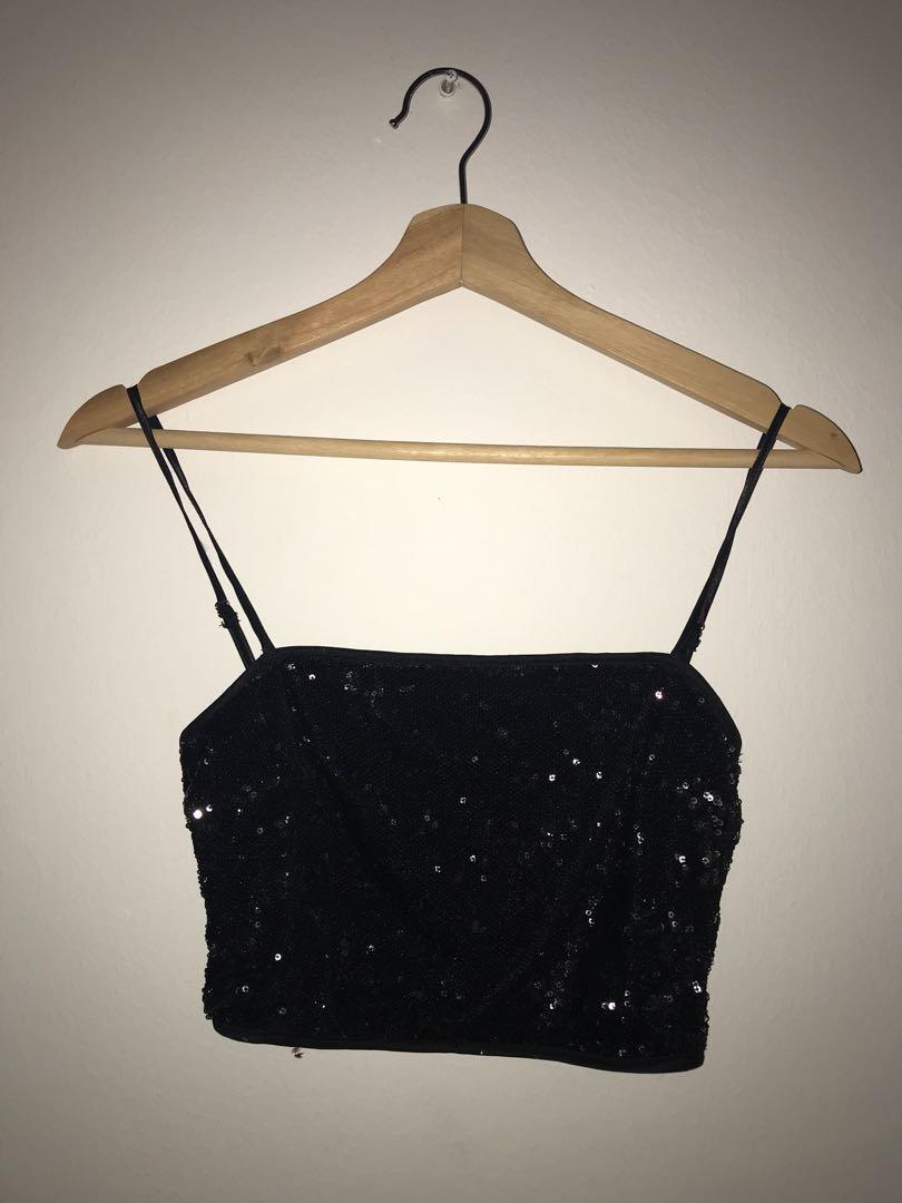 black sparkly crop top