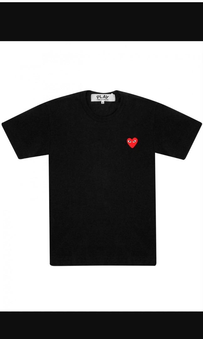 Cdg PLAY Red heart Black tee shirt Women s Fashion Tops Shirts