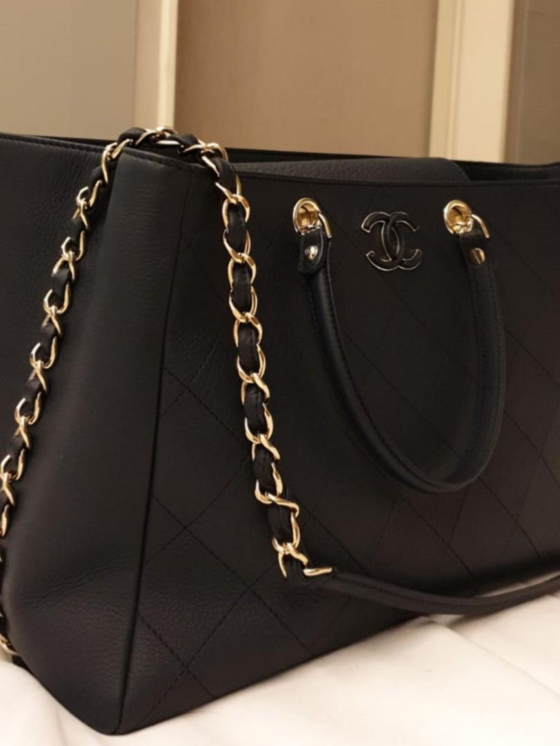 Chanel Large Shopping Bag Navy Blue, Luxury, Bags & Wallets on Carousell