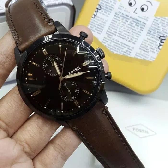 Jam Tangan Pria Fossil FS 4373 Leather Kulit Original Murah