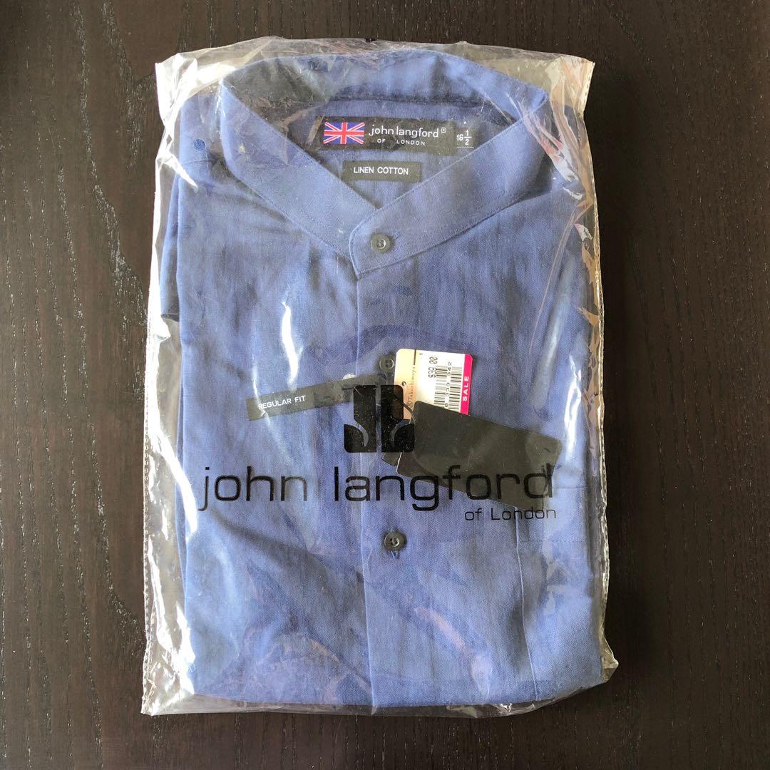 John Langford Mandarin Collar Short Sleeve Shirt 16 5 Bnwt