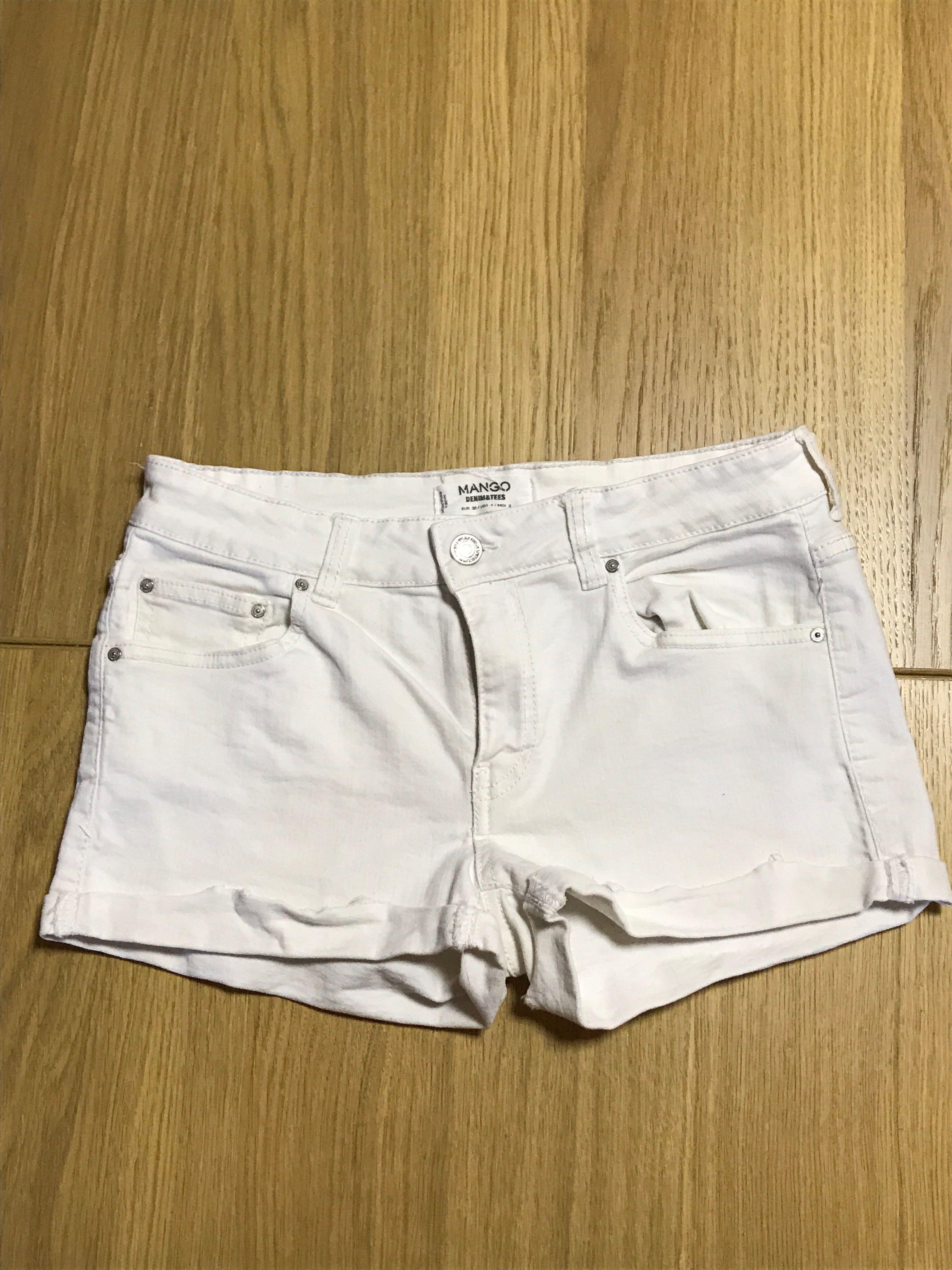MANGO White Denim Shorts, Women's 