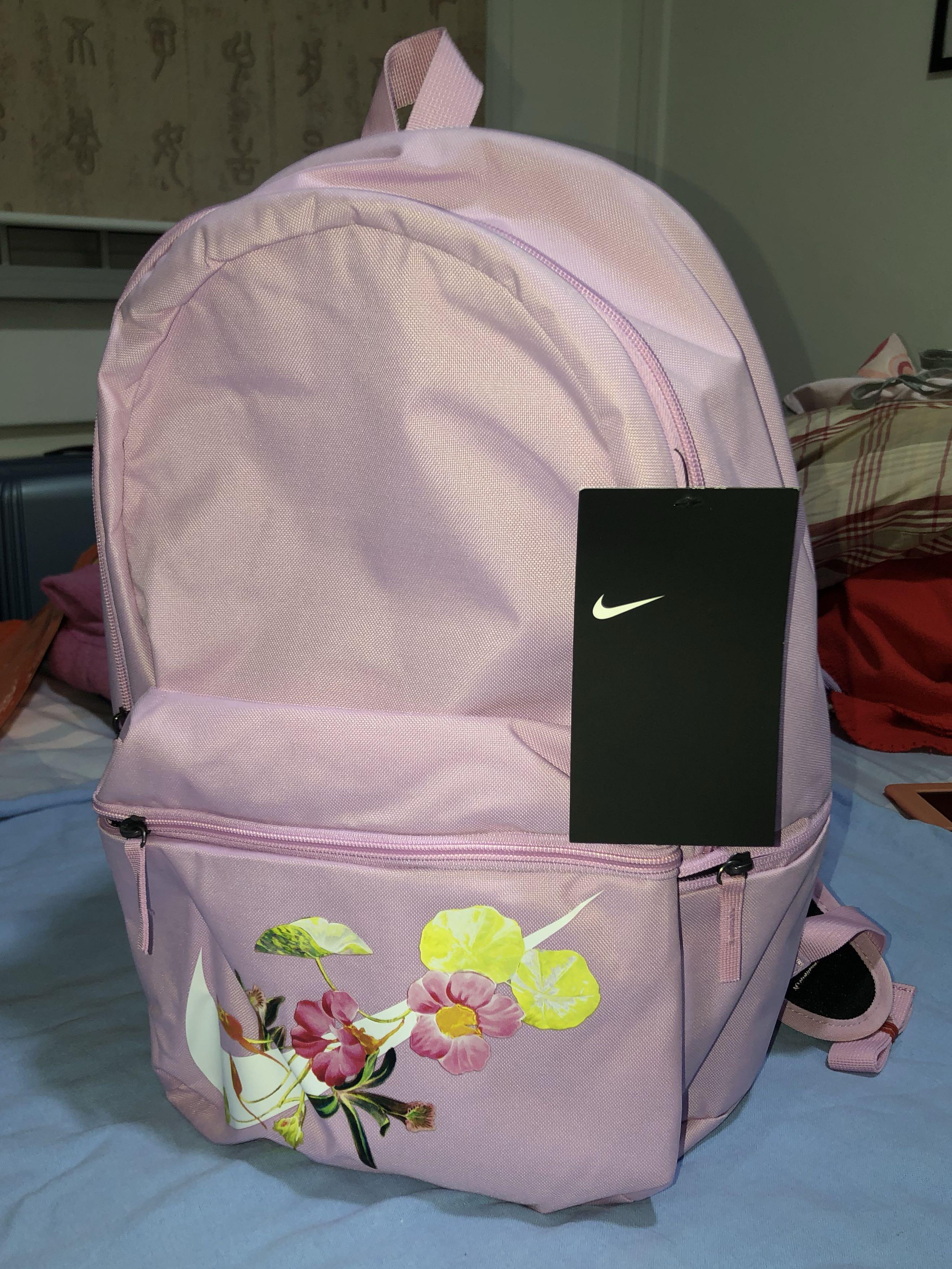 Nike pink heritage floral shop logo backpack