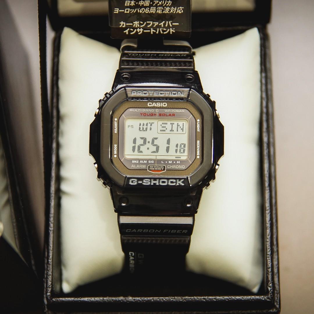 Legit Original Japan Set CASIO Gshock GW S5600 1JF Square Carbon fiber Insert Band MULTI BAND 6 Tough Solar JDM Model Titanium Back Case Rare item