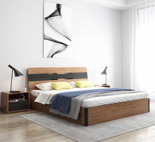 Scandinavian Wooden Bed Frame W, Scandinavian Platform Bed King