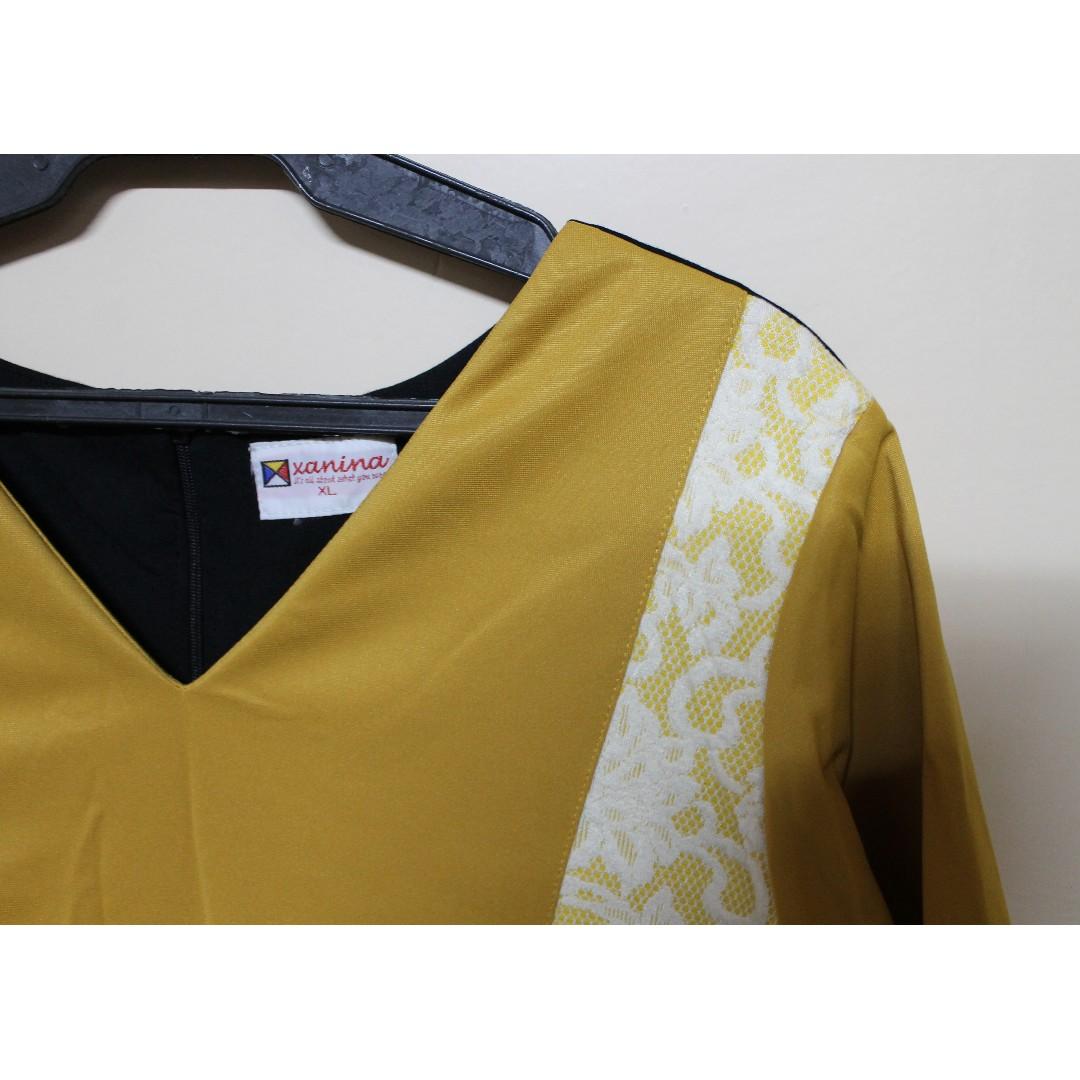 Smart Casual Yellow Black Lace Dress Plus Size Women S