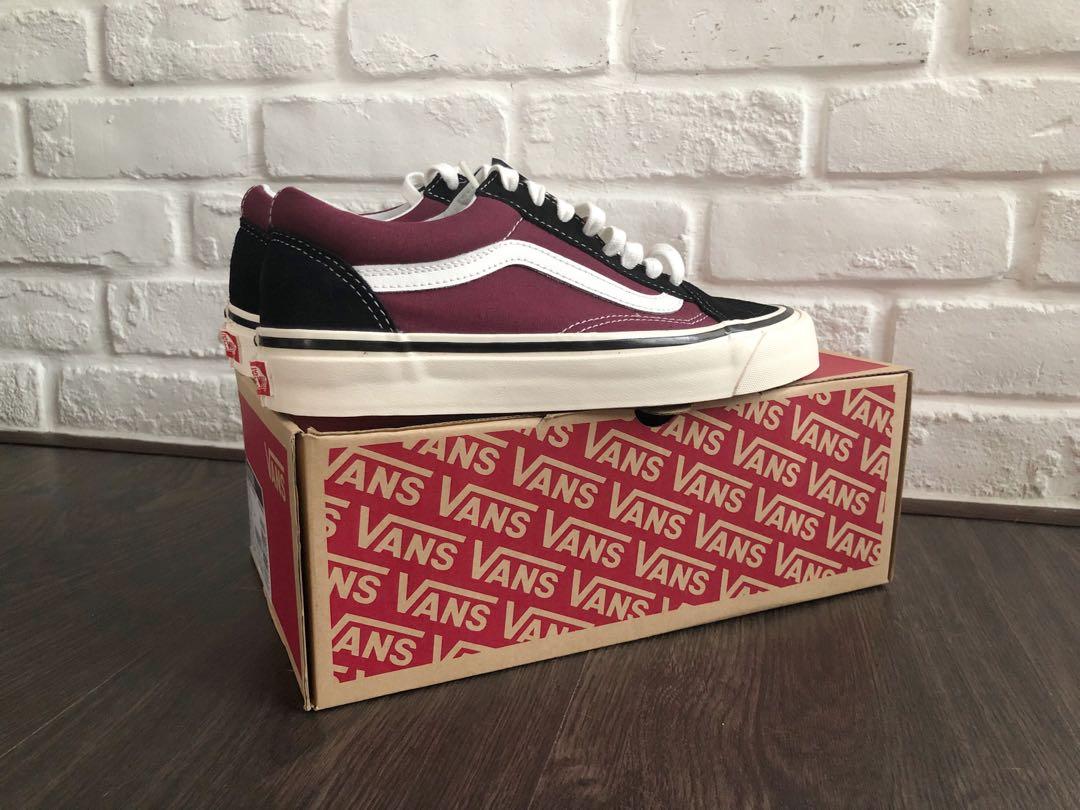 Red and black vans sale womens