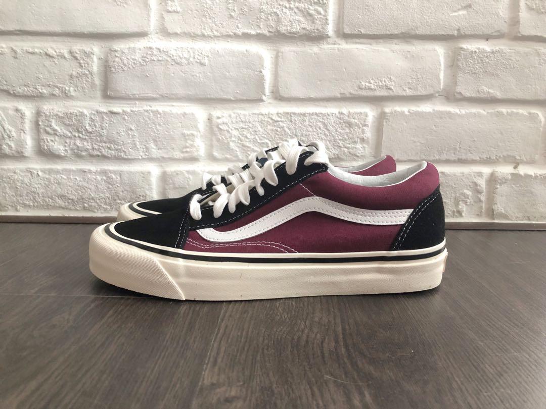 Red old skool vans mens hot sale