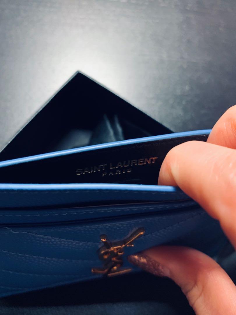 Ysl card holder hotsell blue
