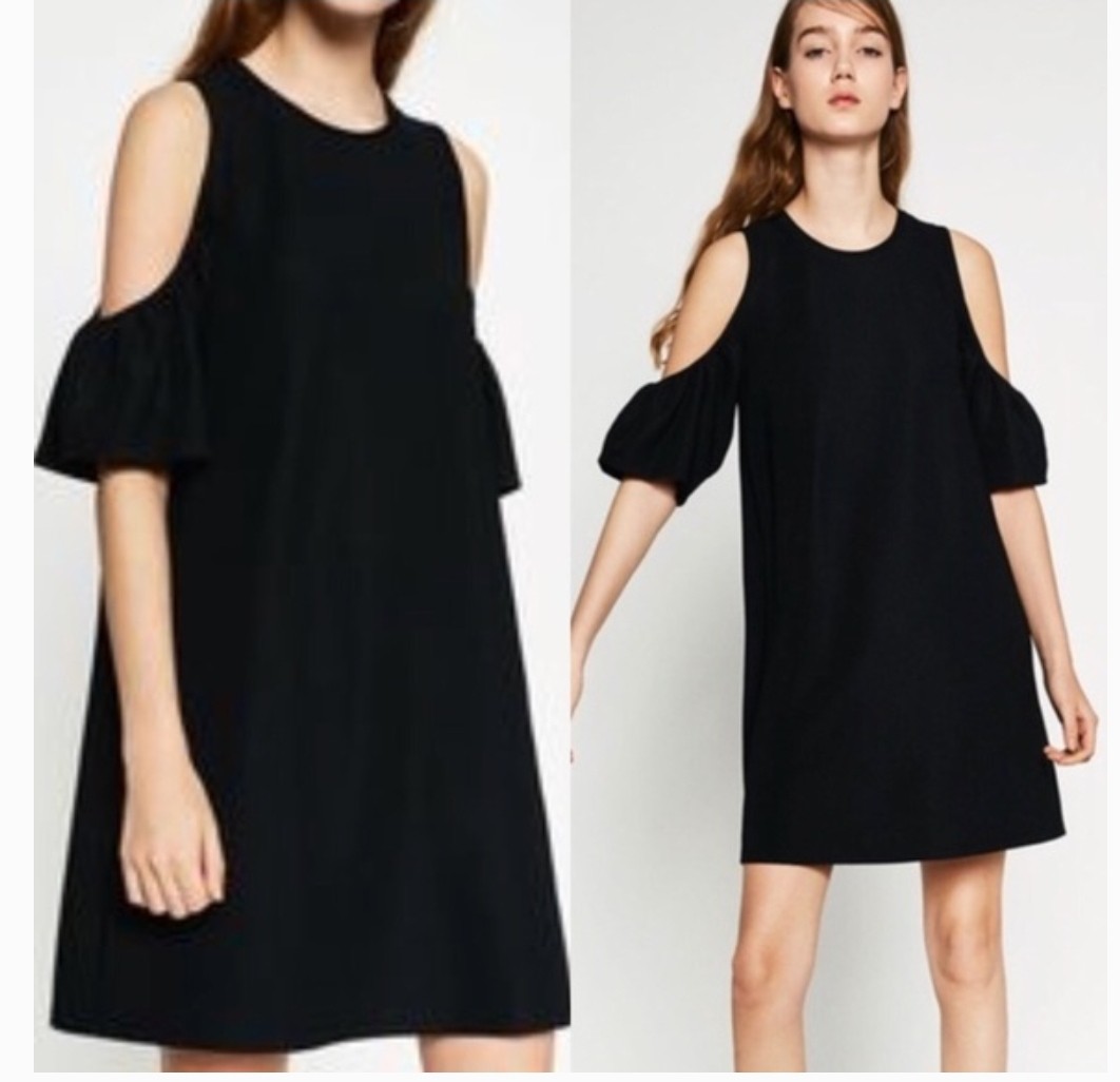off-shoulder cold-shoulder black dress 