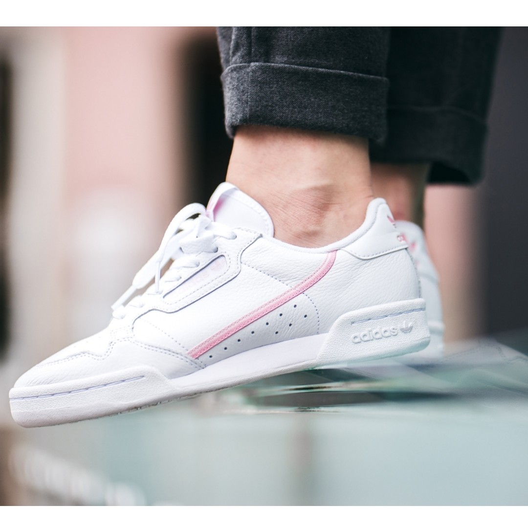 adidas originals white and pink continental 80 sneakers