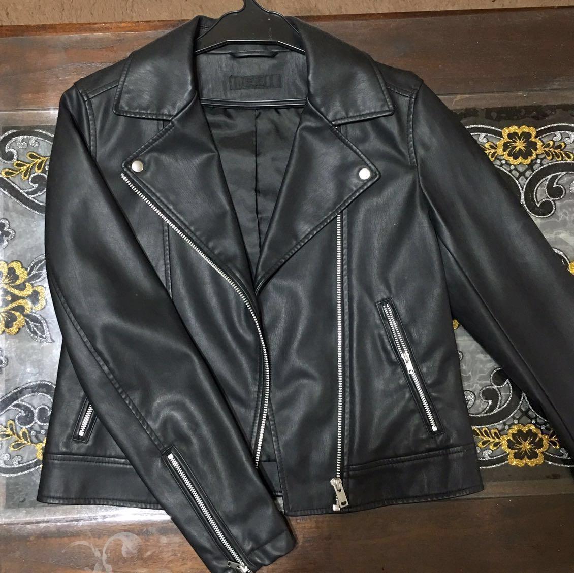 Black Faux Leather Jacket Uniqlo Women S Fashion Clothes Black Faux Leather Jacket Uniqlo