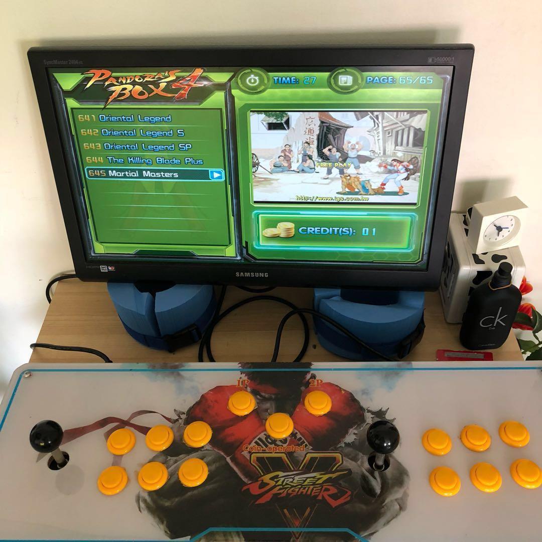 Complete Arcade Game Setup At Home Pandora Game Stick Monitor Hdmi Cable And Even Table Toys Games Video Gaming Video Games On Carousell