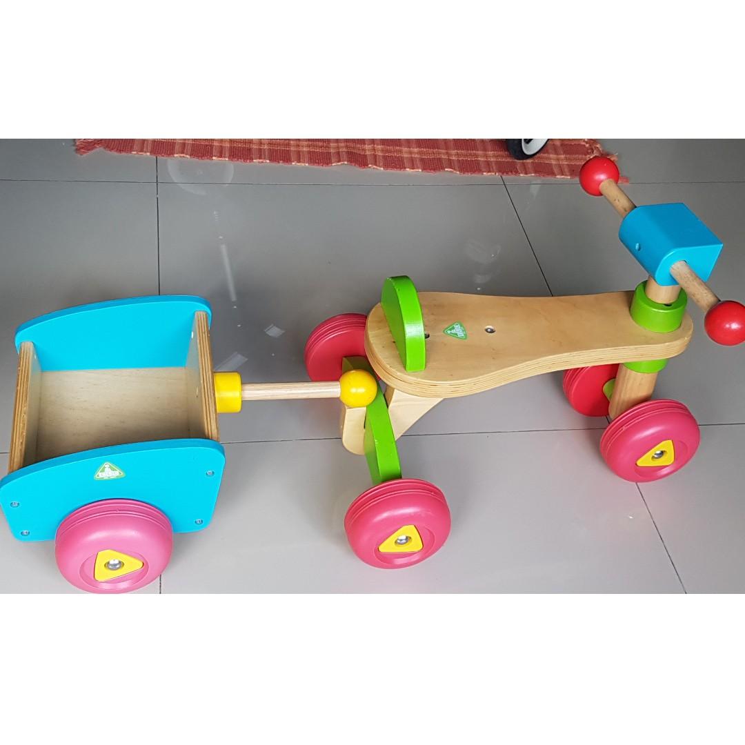ELC Wooden Trike and Trailer