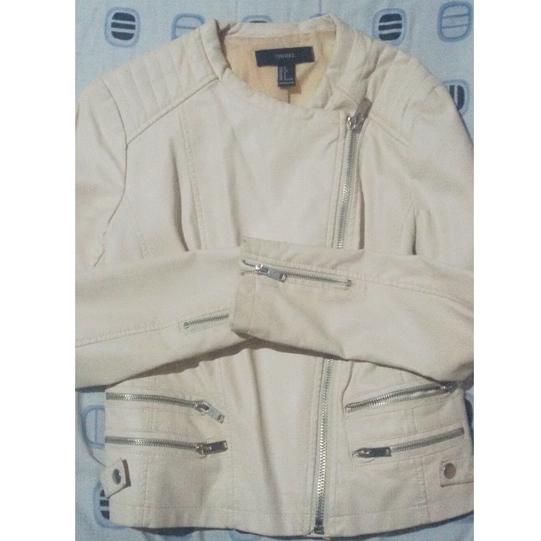 cream leather jacket