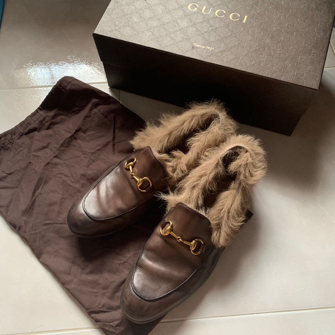 gucci jordaan fur loafer