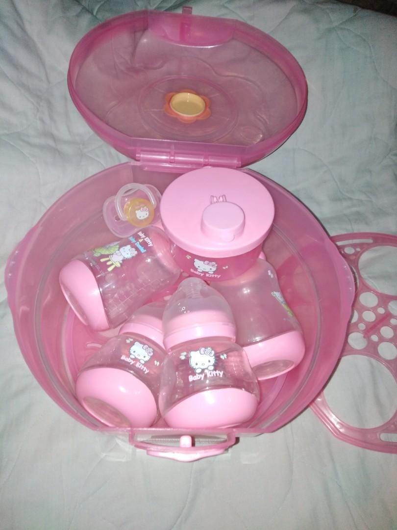 Hello Kitty Feeding bottles and sterilizer set, Babies & Kids, Nursing