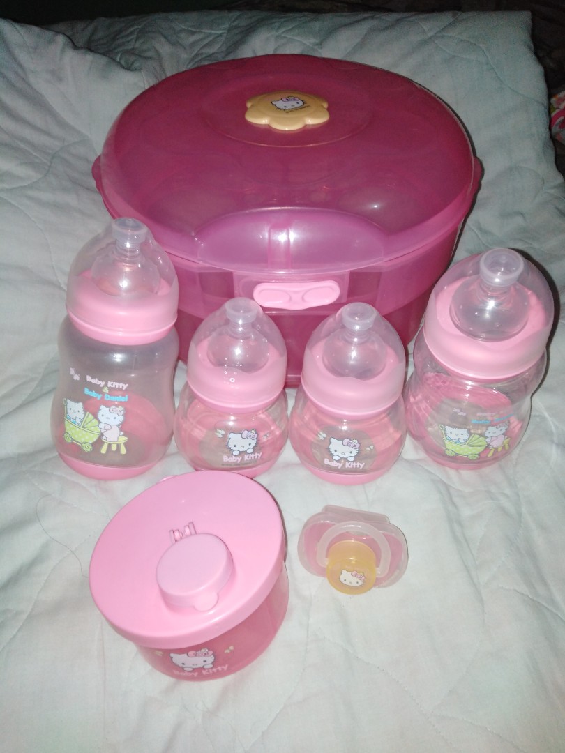 Hello Kitty Feeding bottles and sterilizer set, Babies & Kids, Nursing