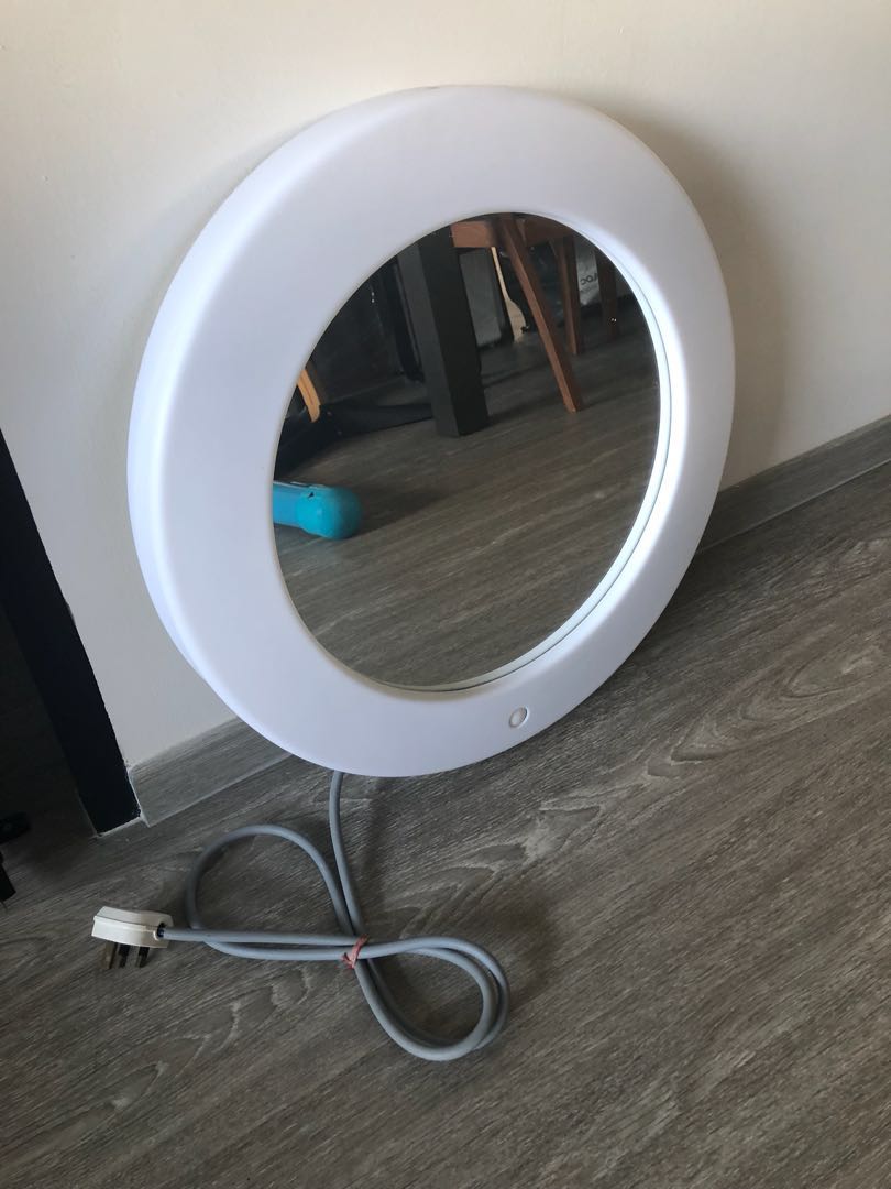 Ikea Lilljorm Round Mirror with Lights, Furniture, Home Decor, Others on Carousell