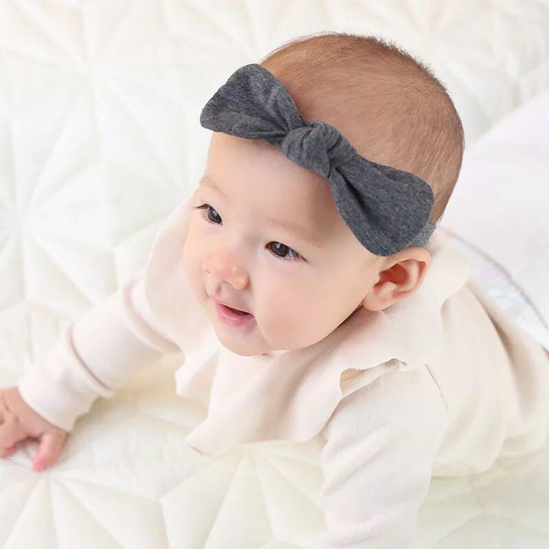 Instock Simple Dark Grey Cotton Knot Headband Newborn Baby