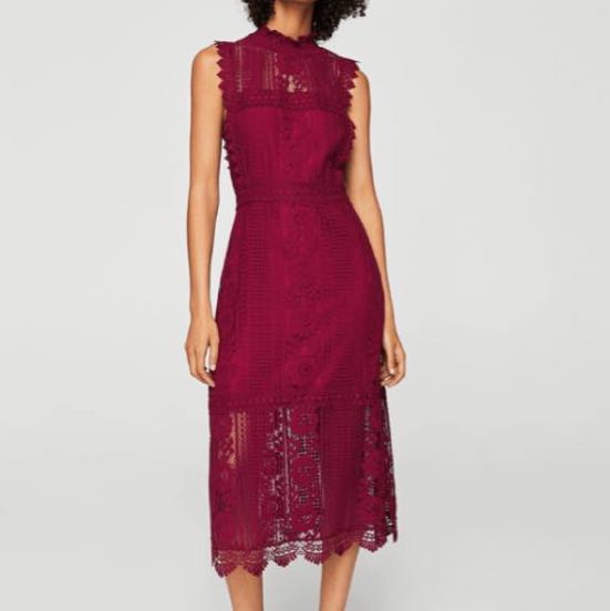 Mango red lace dress store