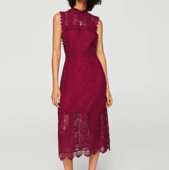 Mango red on sale lace dress