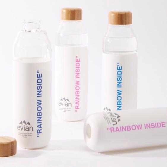 PO Evian x Virgil Abloh x Soma Glass Water Bottle Pre Order