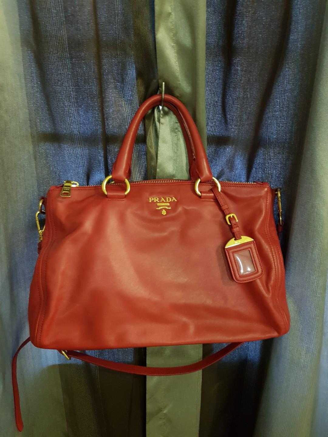 prada orange leather bag