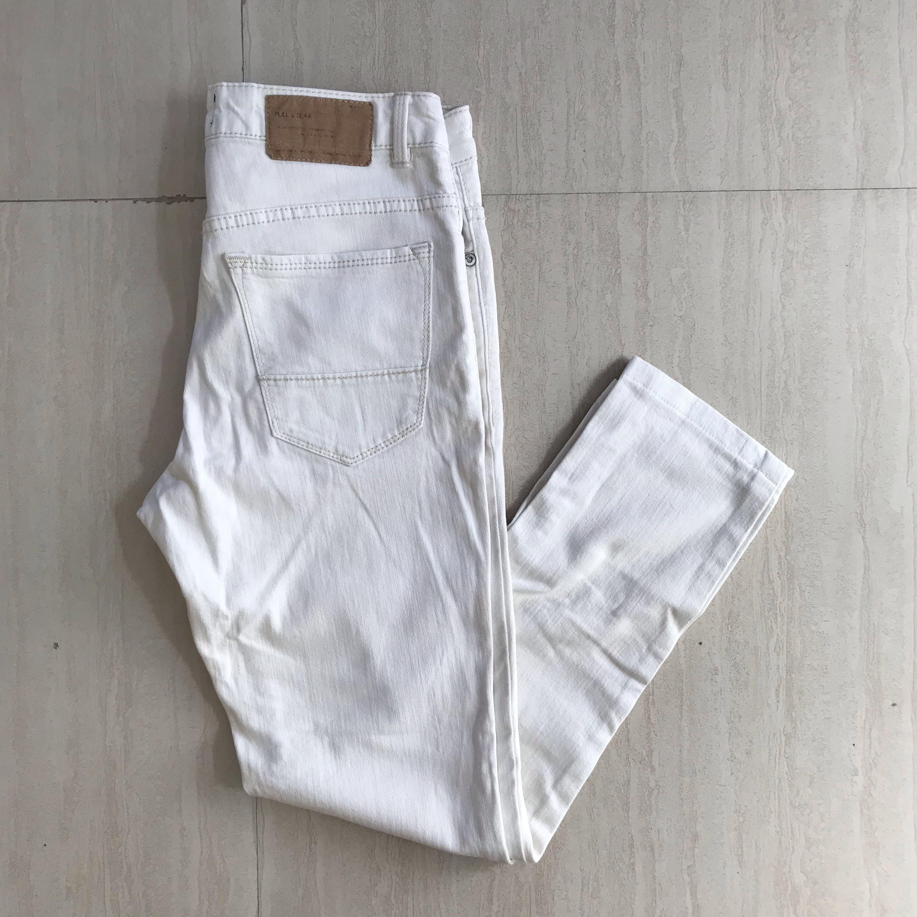 PULL \u0026 BEAR WHITE PANTS, Men's Fashion 